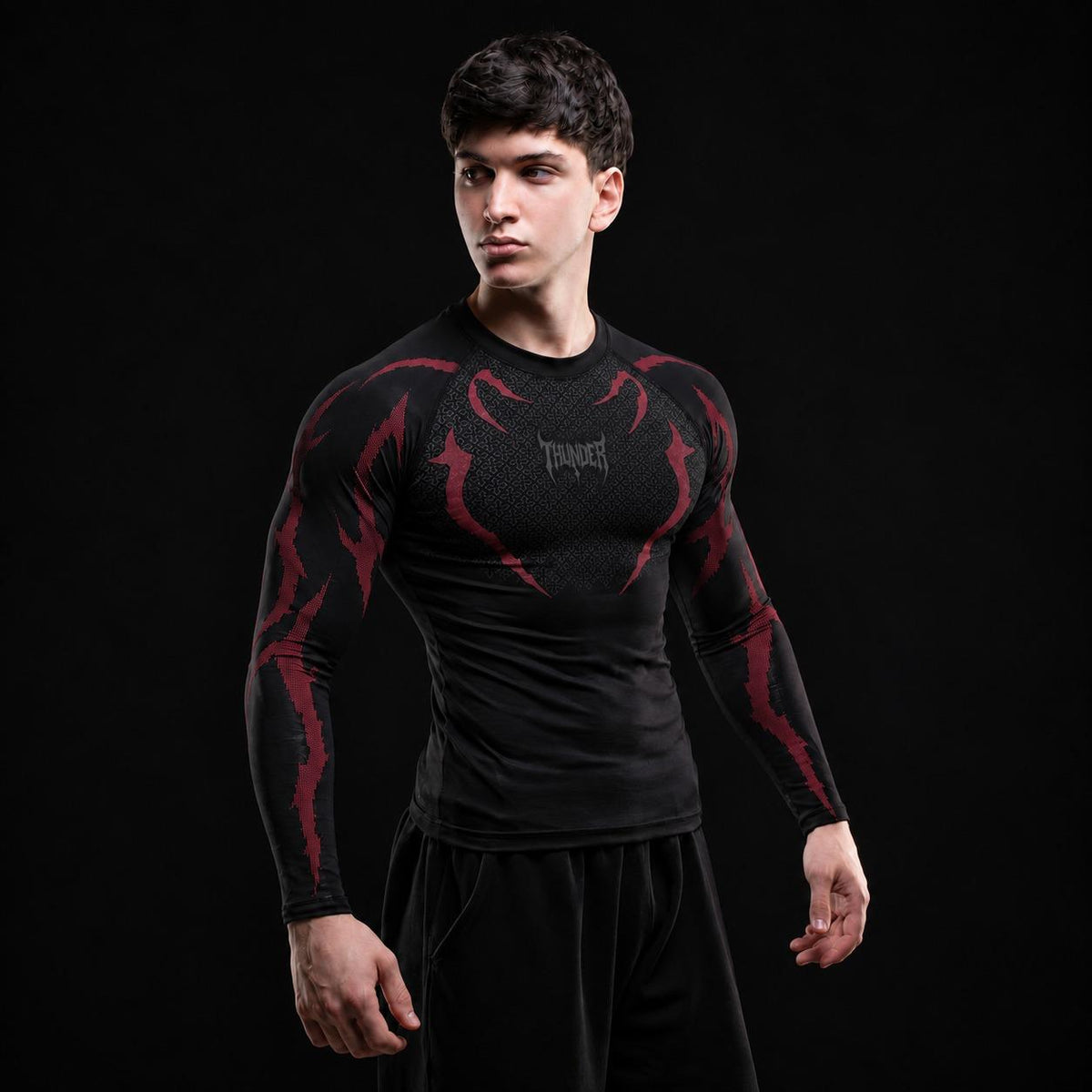 COMPRESSION LONG SLEEVE RED/BLACK
